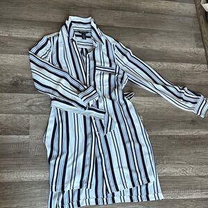White House Black Market Navy and White Striped Shirt